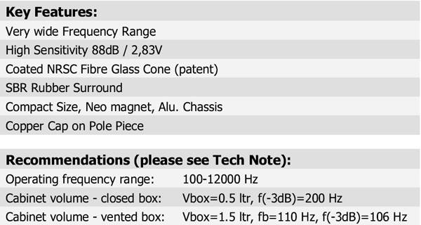 ScanSpeak Silver Series 10M-4614G06 Parameters 1