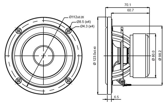 Mechanical Drawing - 123mm outside