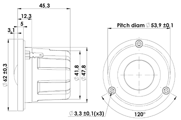 ScanSpeak Illuminator D3004/602200 mechanical drawing