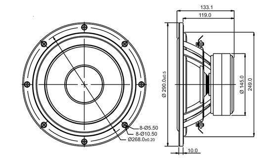 Mechanical Drawing - 290mm outside