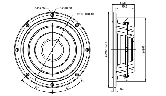 Mechanical Drawing - 290mm outside