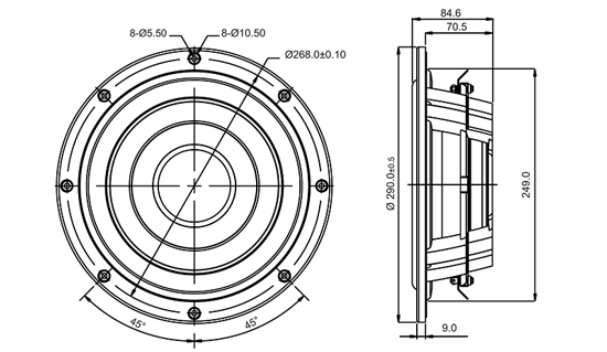 Mechanical Drawing - 290mm outside