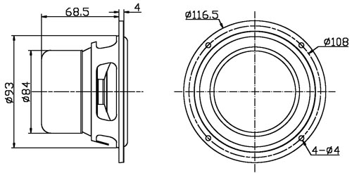 Mechanical drawing - 116.5mm outside