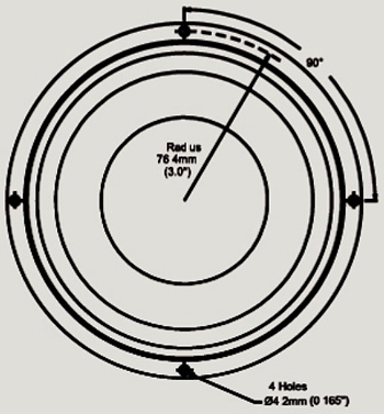 Mechanical drawing 160mm outside