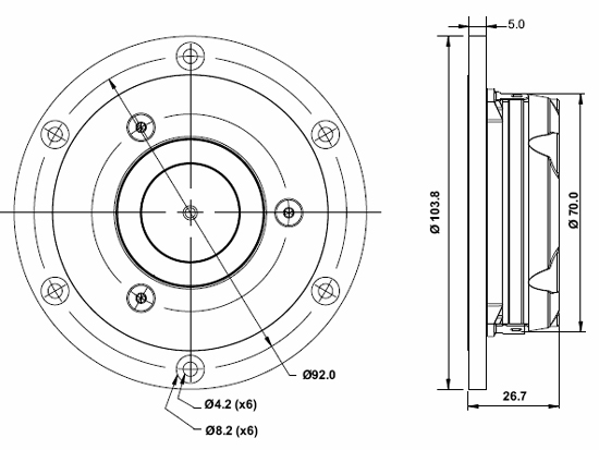 Satori TW29RN-B Ring Dome Tweeter with Neodymium Motor - Black, 4 ohm mech