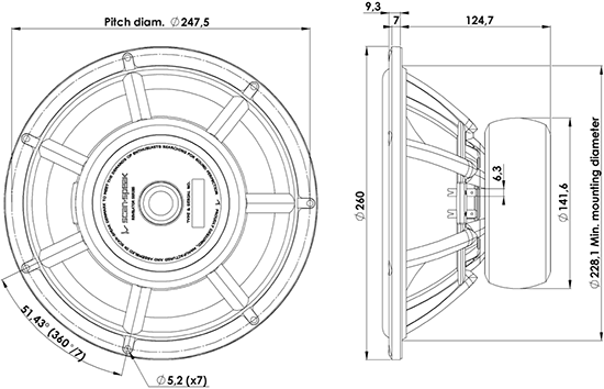 ScanSpeak Revelator 26W/8861T Mechanical Drawing