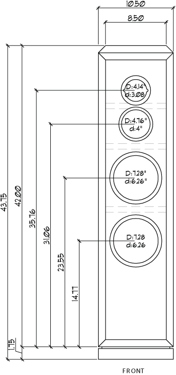 Scan-Speak B741 Speaker Kit by Peter Noerbaek - Pair Cabinet Drawing