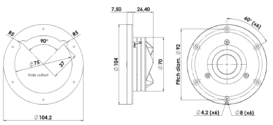 ScanSpeak Revelator D2904/7100-02 Mechanical Drawing