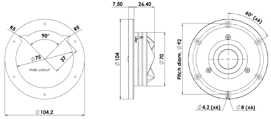 ScanSpeak Revelator D2904/7100-03 Mechanical Drawing