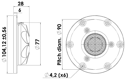 Scanspeak Illuminator D3004/6640-00 Mechanical Drawing