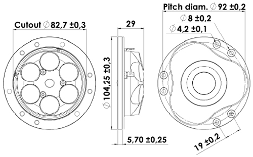 ScanSpeak Illuminator D3004/6620-00 Tweeter Mechanical Drawing