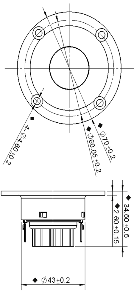 Mechanical drawing 70mm