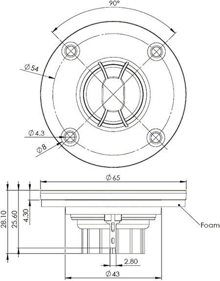 Mechanical drawing 65mm