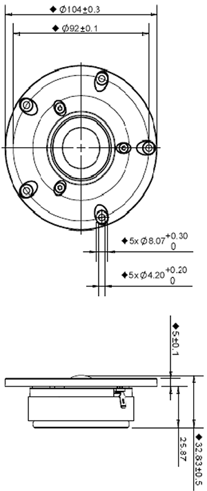 Mechanical drawing 104mm