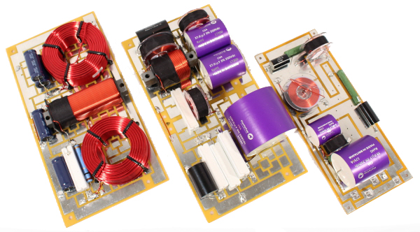 Photo of Seas CX871 Coaxial 3-Way Speaker Kit assembled crossovers