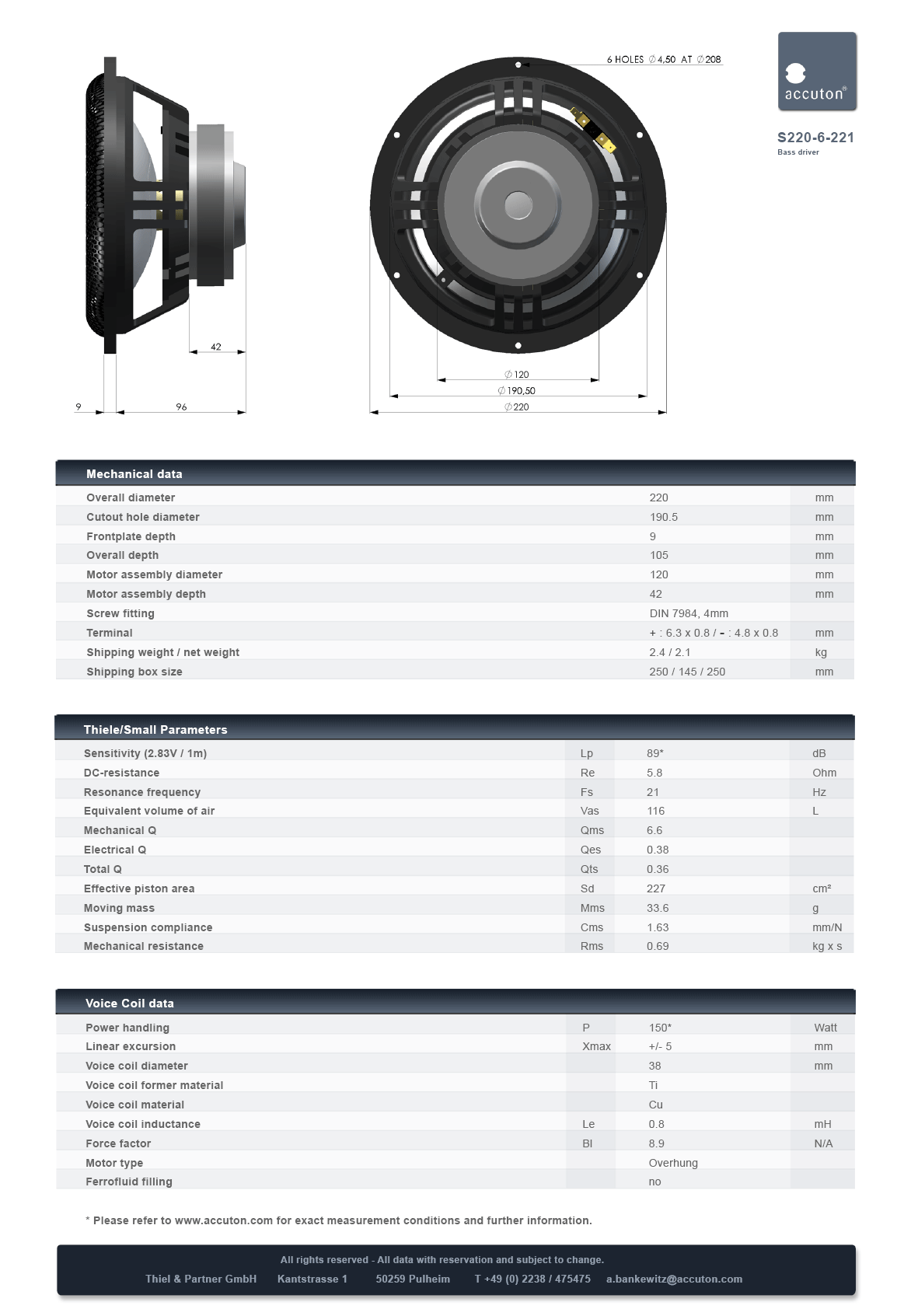 Accuton S220-6-221 spec sheet 2