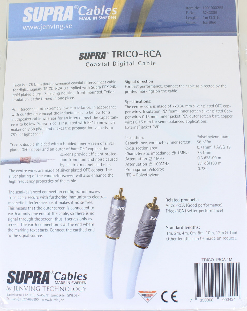 Supra Trico Cable In Box Back