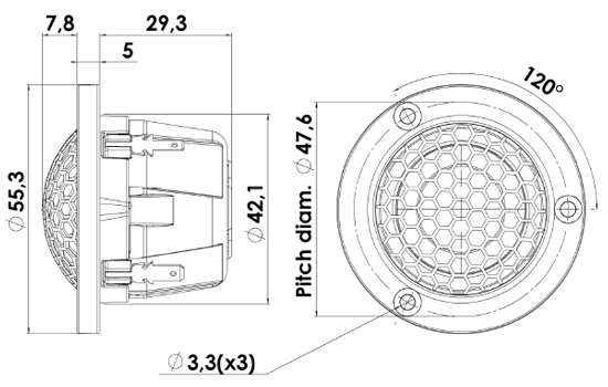 ScanSpeak 5.5 tweeter mechanical drawing