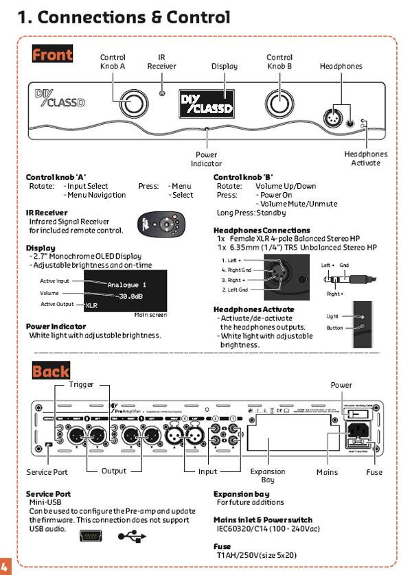 Hypex DIY Pre-Amplifier Kit connections