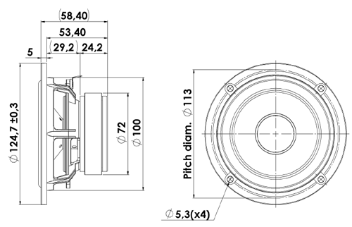 Scanspeak Discovery 12W/8524G Mechanical Drawing