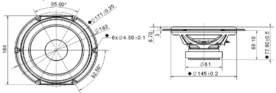 Mechanical drawing 182mm truncated